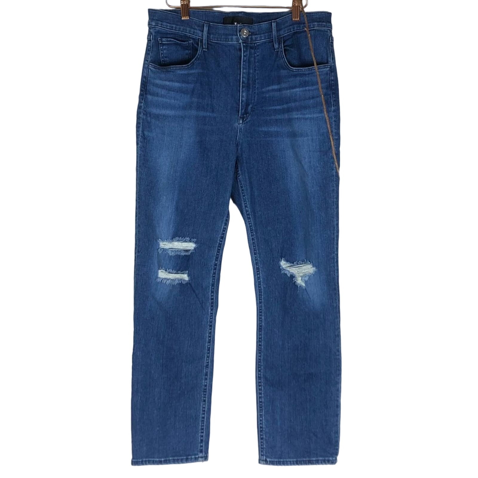 3x1 Women's Colette Slim Crop Jeans 31 High Rise Frayed Distressed